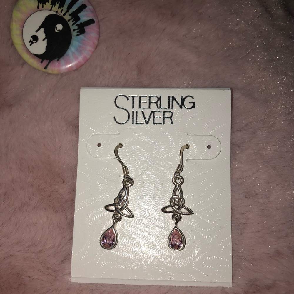 Sterling silver pink gem earrings